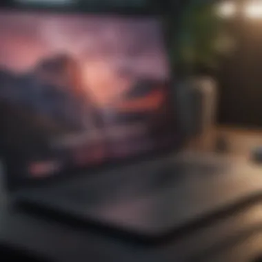 Tech-Savvy Apple Music Integration Sleek laptop with Apple Music logo on screen