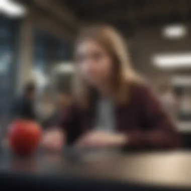 Student utilizing Apple products in a study environment