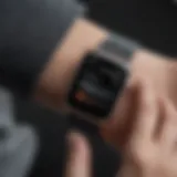 User interacting with the Apple Watch Calculator app interface