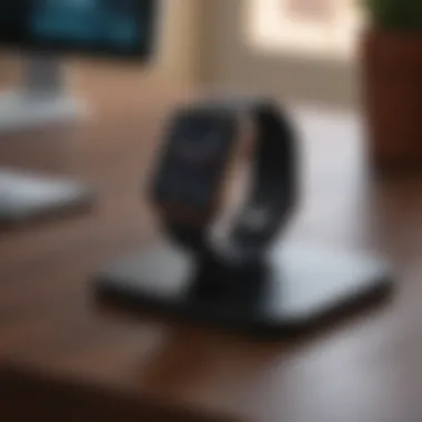 Sleek design of an Apple Watch on a minimalist desk