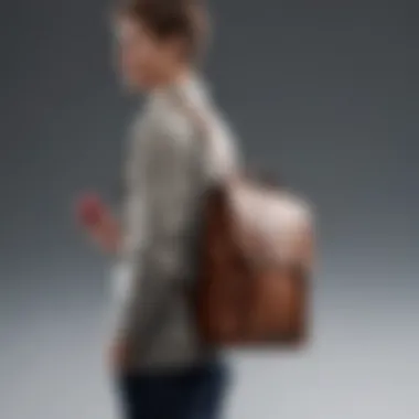 Side view of a student carrying an Apple laptop in a stylish backpack