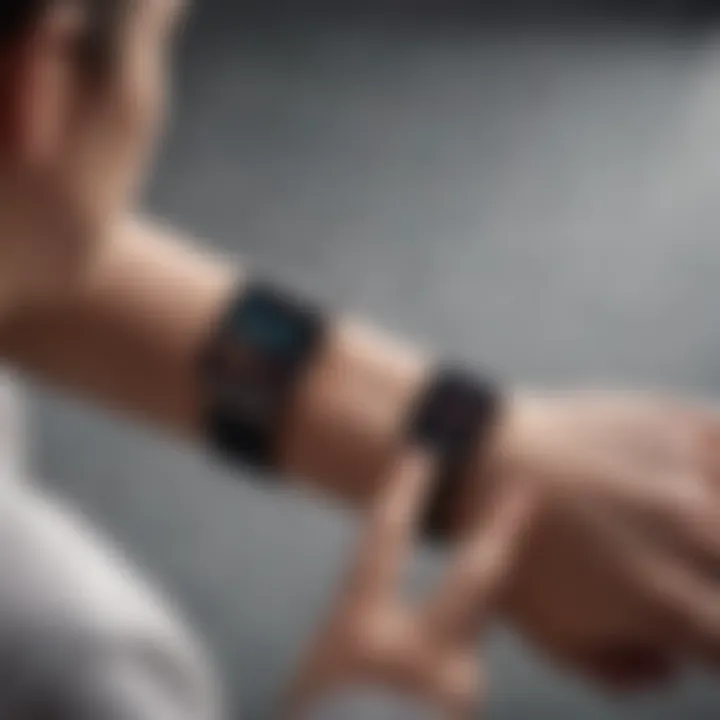 User interacting with the Apple Watch SE for health tracking