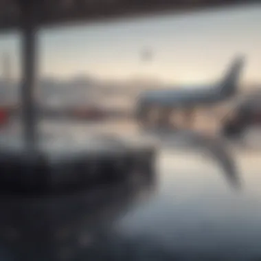 A traveler using a travel dock in an airport setting