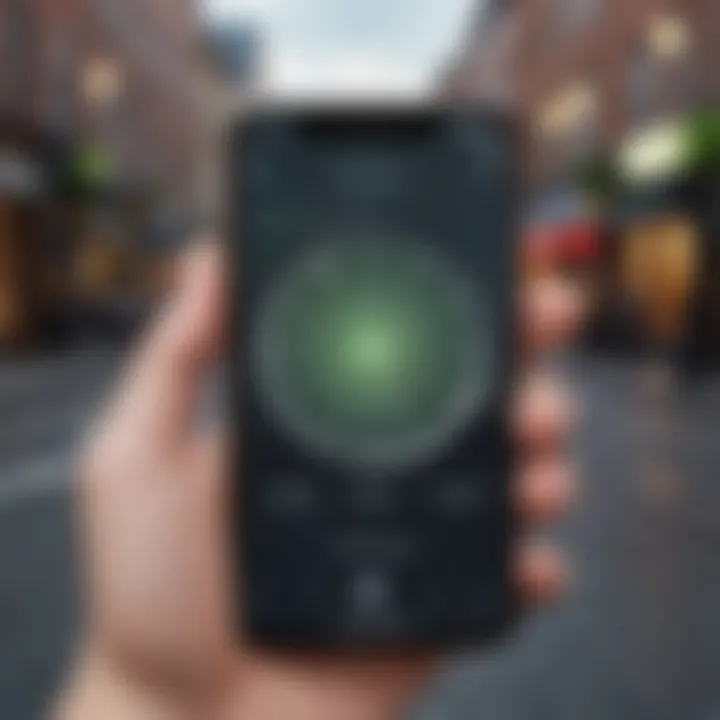 Airtag tracking feature on smartphone screen