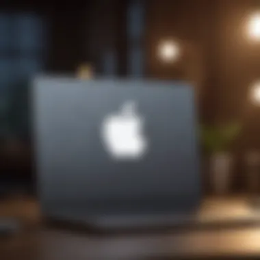 Apple logo shining on laptop screen